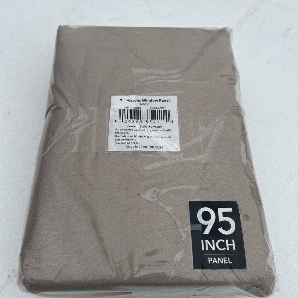 Elrene All Seasons Taupe Blackout Curtain Panel 52x95 Faux Silk NEW